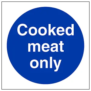 Cooked Meats Only Mandatory Catering Sign - Adhesive Vinyl - 100x100mm (x3)