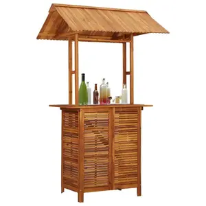 Aaraf Outdoor Bar Table with Rooftop 113x106x217 cm Solid Acacia Wood