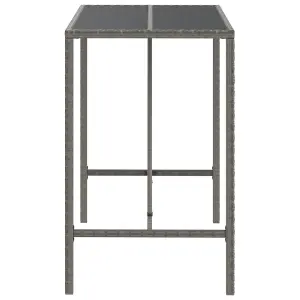 Berkfield Bar Table with Glass Top Grey 110x70x110 cm Poly Rattan