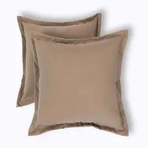 Homescapes Dark Beige Plain Outdoor Cushion 45 x 45 cm, Set of 2