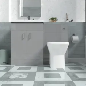 Nes Home 1100mm Freestanding Grey Basin Vanity Unit & Back To Wall Toilet