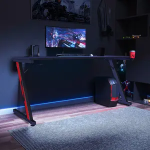 Ergonomic Gaming Computer Desk Black / 75cm H x 140cm W x 60cm D