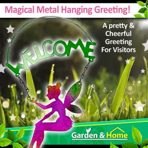 Garden Fairy Sign Metal Fairy Welcome-Hanging Decoration