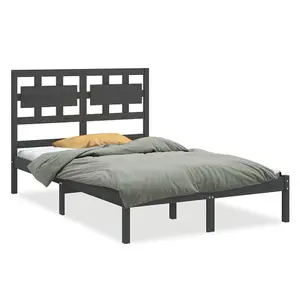 Berkfield Bed Frame Grey Solid Wood 120x200 cm