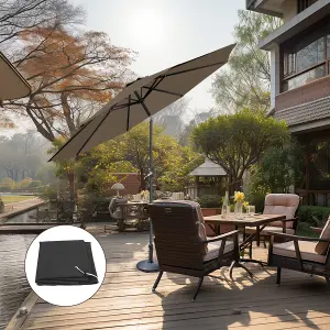 SunDaze Taupe 3M Round Garden Parasol Outdoor Patio Umbrella, Base Weights & Weather Protective Cover