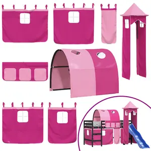 Berkfield Kids' Loft Bed with Tower without Mattress Pink 80x200 cm