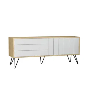 Decortie Picadilly Modern TV Unit Multimedia Centre Storage Cabinet Oak White 139cm for 55" TV