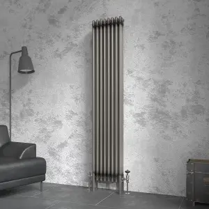 Right Radiators 1800x382 mm Vertical Traditional 3 Column Cast Iron Style Radiator Raw Metal