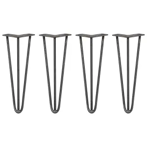 4 x Hairpin Leg - 14 - Unfinished - 3 Prong - 10mm