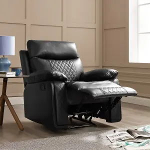 Carson 1 Seater Manual Recliner, Black Air Leather