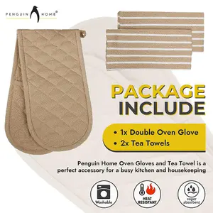 Penguin Home 3 Piece Oven Glove & Tea Towel Set