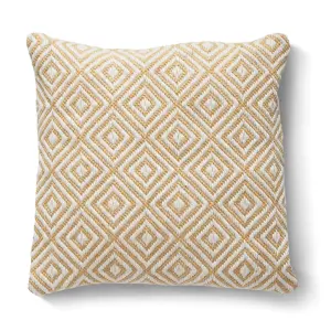 Woven Indoor Outdoor Washable Diamond Cosy Cushion Gold - 45cm x 45cm