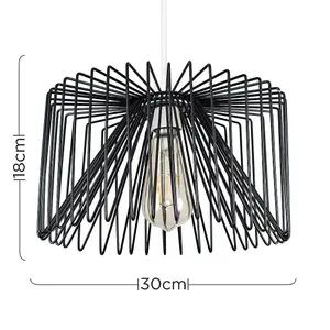 ValueLights Amadeus Black Ceiling Pendant Shade and B22 Pear LED 4W Warm White 2700K Bulb