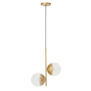 Interiors by Premier Revive Gold Finish 2 Shades Pendant Light