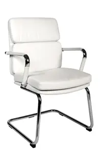 Deco Visitor Chair White with stylish cantilever frame and removable arm covers