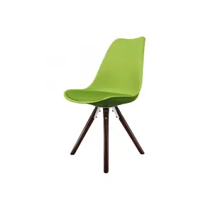 Soho Green Plastic Dining Chair with Pyramid Dark Wood Legs