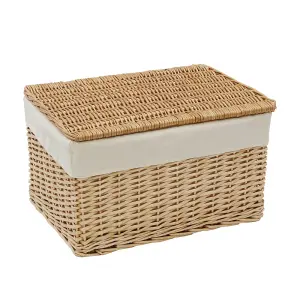 JVL Hand Woven Acacia Set of 3 Rectangular Willow Hampers with Lid, Honey Finish