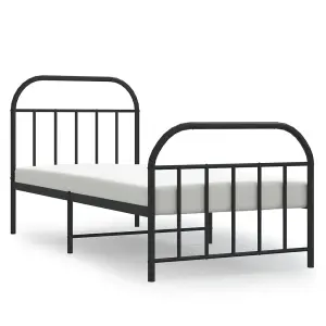 Berkfield Metal Bed Frame with Headboard and Footboard Black 90x190 cm