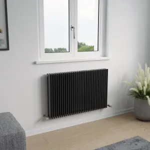 Agadon Aurora Duplex Designer Radiator 600 x 960 mm Anthracite - 4642 BTU - 10 Years Guarantee