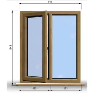 945mm (W) x 1145mm (H) Wooden Stormproof Window - 1/2 Left Opening Window - Toughened Safety Glass