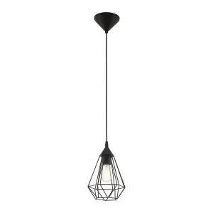 Hanging Ceiling Pendant Light Black Wire Cage 1 x E27 Hallway Feature Lamp