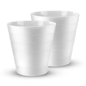 Damek 6L Plastic Open Waste Bin Pack of 2 Round Open Waste Basket Trash Can Rubbish Bin (White)