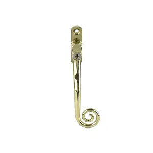 Cornish Heritage Monkey Tail Espag Window Handle - Polished Gold (Right-Hand)