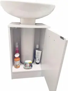 White Under Sink Bathroom Cabinet Under Basin Unit Cupboard 1 Door Bathroom Storage Furniture