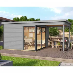 Lasita Domeo 2 Garden Office with Veranda - 5m x 3m - Modern Summer House Double Glazed