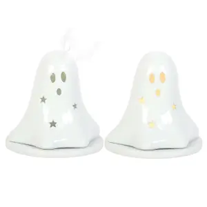 Something Different Ceramic Ghost Tealight And Incense Cone Holder White (One Size)