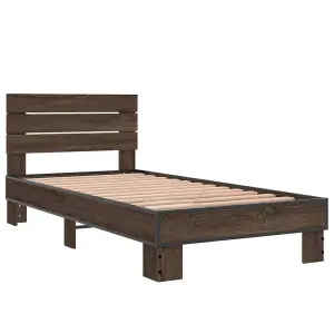 Berkfield Bed Frame without Mattress Brown Oak 75x190 cm Small Single