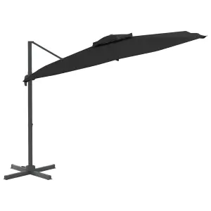 Berkfield Double Top Cantilever Garden Parasol Black 300x300 cm