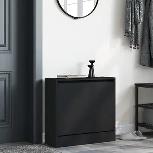 Berkfield Shoe Cabinet Black 60x21x57 cm Engineered Wood