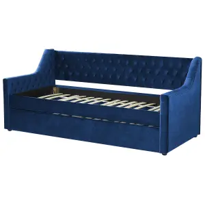 Velvet EU Single Trundle Bed Blue MONTARGIS