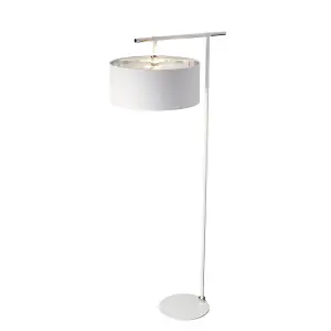 Elstead Balance 1 Light Floor Lamp White, Polished Nickel, E27