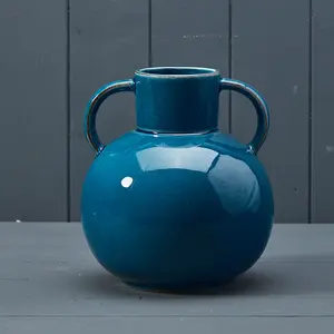 The Satchville Gift Company Blue Round Ceramic Vase