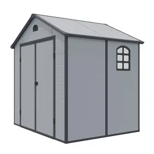 8 x 6 Double Door Apex Plastic Shed (Light Grey)