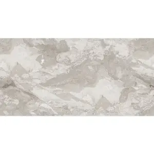 Santiago Gloss Grey Marble Effect Porcelain Wall & Floor Tile - Pack of 16 Tiles, 11m² - (L)600(W)1200mm