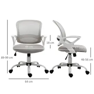 Vinsetto Mesh Task Swivel Chair Home Office Desk w/ Lumbar Back Support, Grey