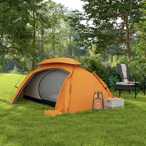 Outsunny Camping Tent Dome Tent with Removable Rainfly for 1-2 Man, Orange