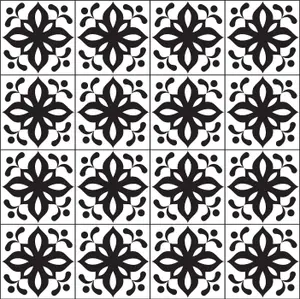 QuoteMyWall Black & White Pattern Tile Stickers Peel & Stick Tile Decals For Kitchen & Bathroom (16 Pack)