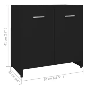 Berkfield Bathroom Cabinet Black 60x33x61 cm Engineered Wood