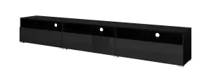 Athens 40 Black Gloss TV Cabinet W2700mm H400mm D410mm - Sleek Design with 3 Drawers and Wall-Mount Option