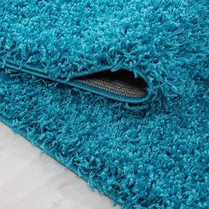 Wadan 60x110cm Teal Blue Shaggy Rug - Rectangular Soft Touch Thick Pile Modern Area Rug - Rugs for Living & Bedroom Non Shedding