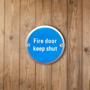 AFIT Fire Door Keep Shut Circular Disc Fire Door Sign 76mm x 1.5mm Screw Fixed