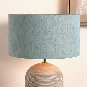 35cm Duck Egg Slubbed Faux Silk Gold Lined Cylinder Lampshade Soft Blue Table Lamp Shade