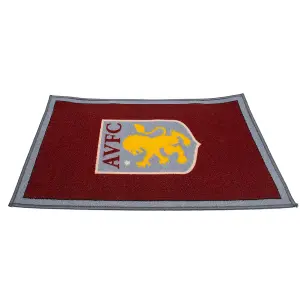 Aston Villa FC Crest Scatter Rug Claret Red/Light Blue/Yellow (One Size)