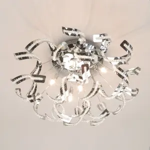 Litecraft Twirl Chrome 6 Lamp Modern Ceiling Light