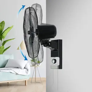 Belaco 16" Wall Fan - Black/ Silver