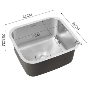 Deep Single Bowl Stainless Steel Catering Inset Kitchen Sink and Drainer 410mm x 360mm